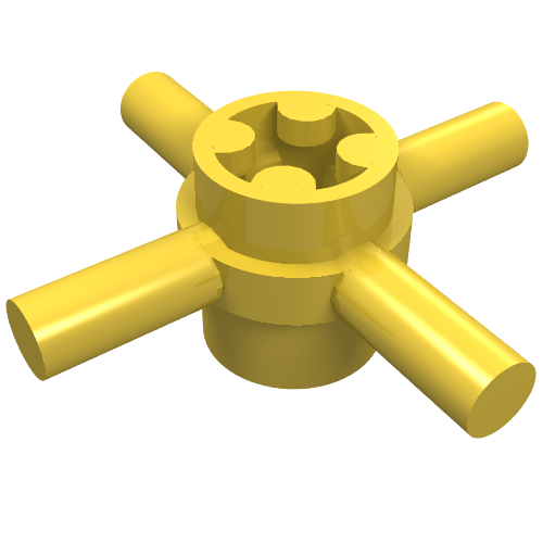Lego Technic Axle Connector Hub with 4 Bars at 90° / Yellow