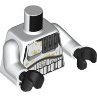 Lego Torso, Stormtrooper Armor, Tan Stains print, White Arms, Black Hands / White