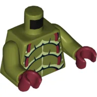 Torso Galaxy Squad Buggoid with Dark Red, Yellowish Green and Black Exoskeleton Print, Olive Green Arms, Dark Red Hands / Olive Green