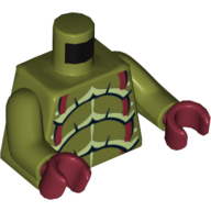Lego Torso Galaxy Squad Buggoid with Dark Red, Yellowish Green and Black Exoskeleton Print, Olive Green Arms, Dark Red Hands / Olive Green