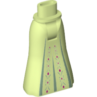 Lego Minidoll Hips and Full Length Skirt with Magenta Dots and Sand Green Details Print / Yellowish Green