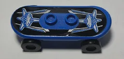 Minifigure, Utensil Skateboard Deck with Silver Sharks and Stripes on Black Background Pattern (Sticker) with Black Wheels (42511pb29 / 2496) - Set 6738