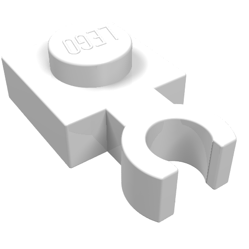 Lego Plate Special 1 x 1 with Clip Vertical [Thin Open O Clip] / White
