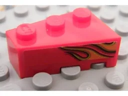 Wedge 3 x 2 Left with Dual Orange Flame Pattern Model Right Side (Sticker) - Set 8484