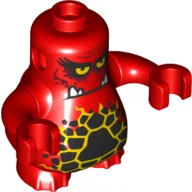 Body Nexo Knights Scurrier with Red Arms and with Orange Eyes and Closed Frown with 4 Teeth Print / Red