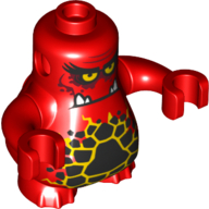 Lego Body Nexo Knights Scurrier with Red Arms and with Orange Eyes and Closed Frown with 4 Teeth Print / Red