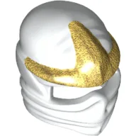Wrap with Forehead Ridge and Gold 3 Point Emblem Print / White