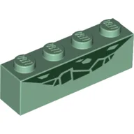 Brick 1 x 4 with Raptor Scale Print / Sand Green