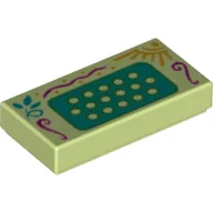 Tile 1 x 2 with Dark Turquoise Accordion Keyboard Print