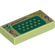 Lego Tile 1 x 2 with Dark Turquoise Accordion Keyboard print