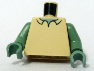 Lego Torso Shirt with Collar, Sand Green Neck Pattern / Sand Green Arms / Sand Green Hands
