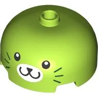 Brick Round 3 x 3 Dome with Center Stud with Animal Face Print / Lime