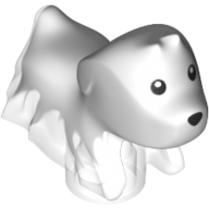 Lego Animal, Dog, Ghost with Trans-Clear Marble / White