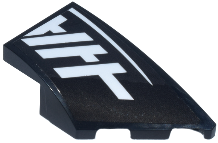 Lego Wedge 4 x 2 Right No Studs with White 'HA' of Haas Logo and Curved Line Pattern (Sticker) - Set 77250