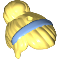 Lego Hair Top Knot Bun and Medium Blue Hair Band Print / Bright Light Yellow