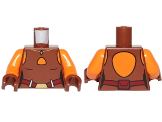 Lego Torso SW Ahsoka Vest Top with Dark Red Belt Pattern / Orange Arms / Reddish Brown Hands
