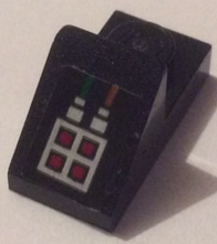 Lego Slope 45 2 x 1 with 2/3 Cutout with Cables and Red Buttons Pattern (Sticker) - Set 70605