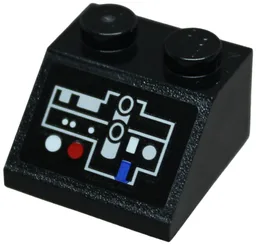 Slope 45 2 x 2 with SW Death Star Control Panel with Blue, Red, Silver and White Buttons and Lights Pattern 1 (Sticker) - Set 75159