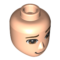 Lego Minidoll Head Male Brown Eyes, Smirk / Light Nougat