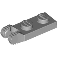 Hinge Plate 1 x 2 Locking with 2 Fingers On End, without Groove, 7 Teeth / Light Bluish Gray
