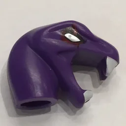 Minifig Head Special, Snake with Short Neck with Red Eyes, Open Mouth with White Fangs Print (Eyezorai) / Dark Purple