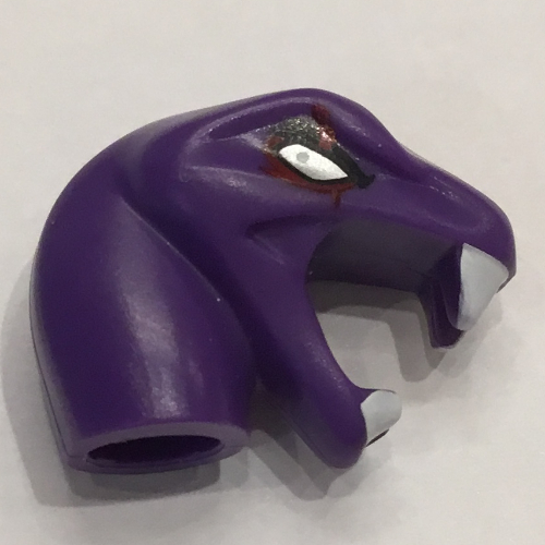 Lego Minifig Head Special, Snake with Short Neck with Red Eyes, Open Mouth with White Fangs Print (Eyezorai) / Dark Purple