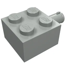 Brick Special 2 x 2 with Pin and No Axle Hole / Light Gray