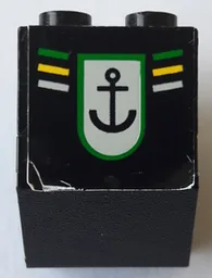 Stickered Assembly 3 x 2 x 2 1/3 with Anchor and Green, Yellow, and White Stripes Pattern (Sticker) - Set 8839