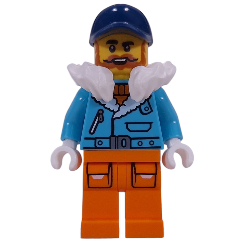 Lego Arctic Explorer, Captain Nautilus, Medium Azure Jacket, Orange Legs, White Fur Neckwear, Dark Blue Cap