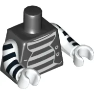 Torso, Vest Open over Whited Striped Undershirt Print, White Arms and Hands with Black Stripes Print / Black