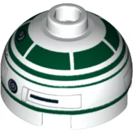 Brick Round 2 x 2 Dome Top with Dark Green Astromech Droid Print (R2-X2)