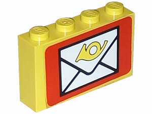 Lego Stickered Assembly 4 x 1 x 2 with Mail Envelope Pattern (Sticker) - Set 6689