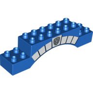 Lego Duplo Brick 2 x 10 x 2 Arch with Small Bricks, Police Badge Print / Blue