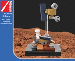 Mars Vignette #2: MER rover and 2001 Mars Odyssey orbiter [Saturn V scale]