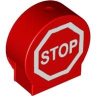 Lego Duplo Brick 1 x 3 x 2 Round Top with 'STOP' in Octagon Road Sign Print / Red