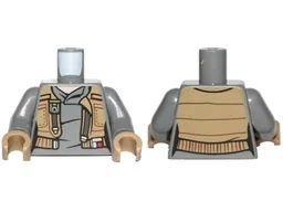 Torso SW Female Shirt with Dark Tan Vest with Pockets Pattern (Jyn Erso) / Dark Bluish Gray Arms / Dark Tan Hands