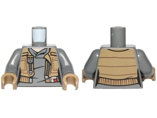 Lego Torso SW Female Shirt with Dark Tan Vest with Pockets Pattern (Jyn Erso) / Dark Bluish Gray Arms / Dark Tan Hands