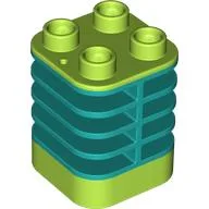 Duplo Brick 2 x 2 x 2 Lime with Flex Spring / Dark Turquoise