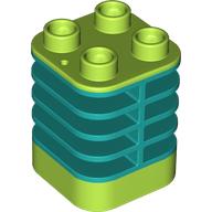 Lego Duplo Brick 2 x 2 x 2 Lime with Flex Spring / Dark Turquoise
