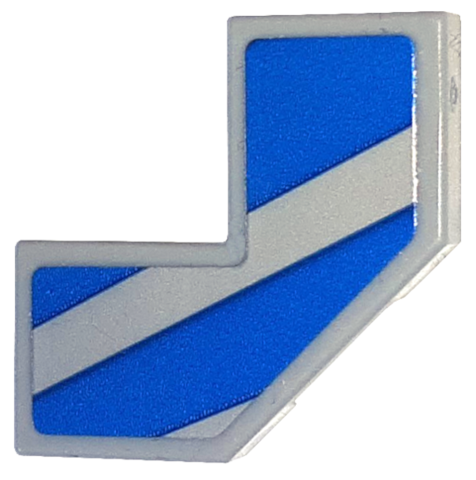 Lego Tile, Modified Facet 2 x 2 with Blue Stripes Pattern Model Left Side (Sticker) - Set 76917