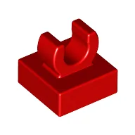 Tile Special 1 x 1 with Clip with Rounded Edges / Red