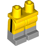 Lego Hips with Yellow Legs and Light Bluish Gray Boots Pattern with Shorts with Orange Wrinkles and Black Vertical Stripe on Sides Print (Batman) / Yellow