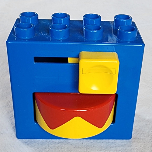 Lego Duplo Brick 2 x 4 x 2 with Yellow Switch and Yellow and Red Rotating Wheel / Blue