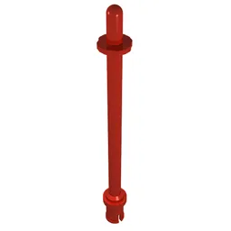 Bar 8L - Two Stop Rings / One Pin, Technic Figure Ski Pole [Rounded End] / Red