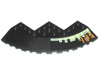 Lego Brick, Round Corner 10 x 10 with Slope 33 Edge, Axle Hole, Facet Cutout with Light Bars and Alien Characters Pattern Model Right (Sticker) - Set 7699