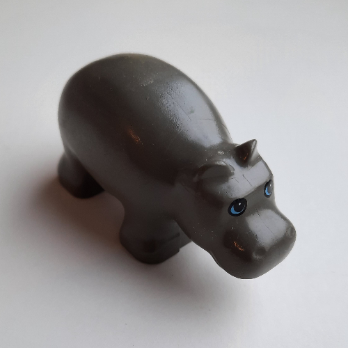 Lego Duplo Animal Hippo Baby With Eyes Print / Dark Gray