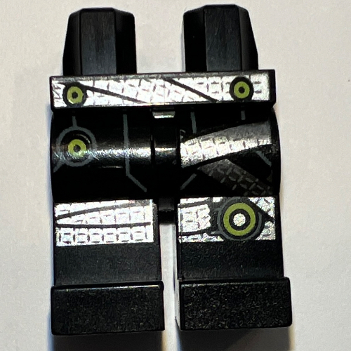 Lego Hips and Black Legs with Silver Belt and Knee Wraps with Lime Circles Print / Black