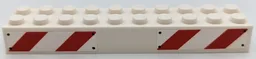 Brick 2 x 10 with Red and White Danger Stripes and Rivets Pattern Model Left Side (Stickers) - Set 75917