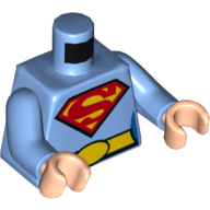 Lego Torso Bodysuit, Superman/Supergirl Logo, Yellow Belt Print, Medium Blue Arms, Light Nougat Hands / Medium Blue