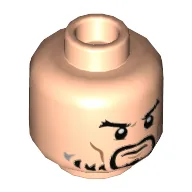 Minifig Head Hanzo, Goatee, Light Beard, Medium Nougat Cheek Lines Print [Hollow Stud] / Light Nougat